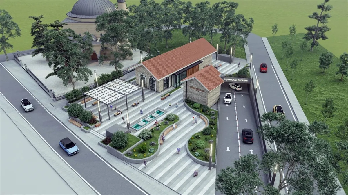 Dışarı Cami Otoparkı ve peyzaj Projesi'nin temeli atılıyor