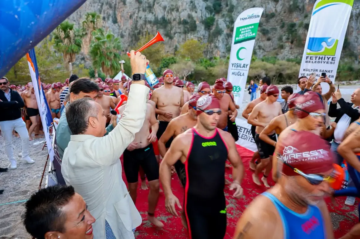 7. Uluslararası Fethiye Spor Festivali Ölüdeniz Açık Su yüzme yarışmaları tamamlandı