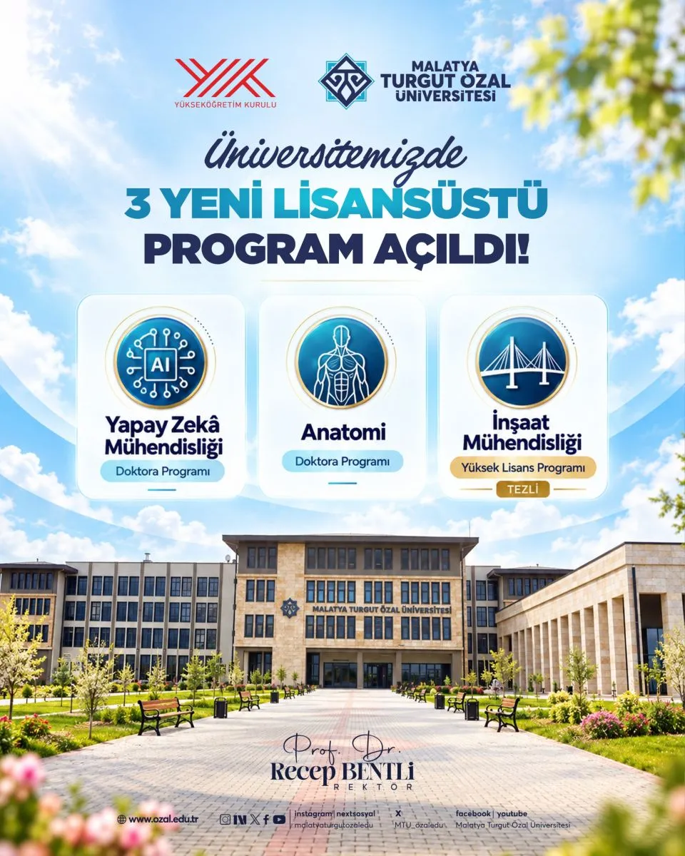 Malatya Turgut Özal Üniversitesinde üç yeni lisansüstü program açıldı