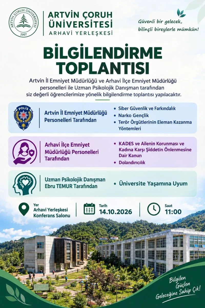 Artvin İl Emniyet Müdürlüğü ve Arhavi İlçe Emniyet Müdürlüğü tarafından bilgilendirme toplantısı gerçekleştirildi