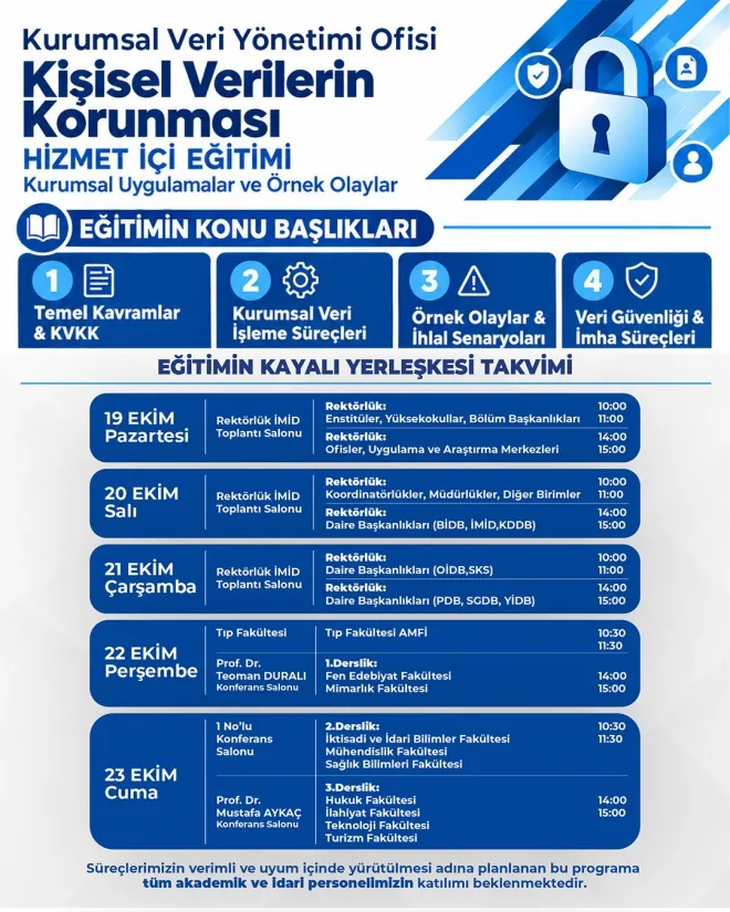 Kişisel verilerin korunması hizmet içi eğitimi düzenleniyor