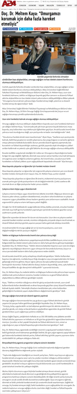Meltem Kaya: Omurgamızı korumak için daha fazla hareket etmeliyiz