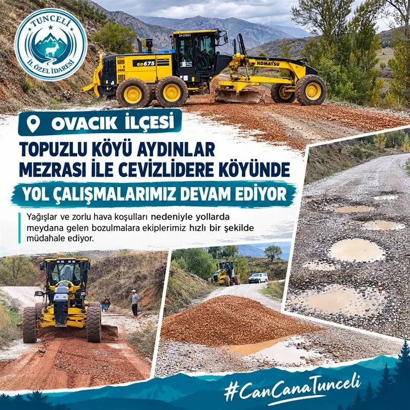 Ovacık’ta yol çalışmaları devam ediyor
