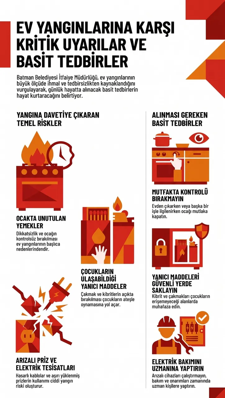 İtfaiye Müdürlüğünden ev yangınlarına karşı önemli uyarı lütfen ihmal etmeyin