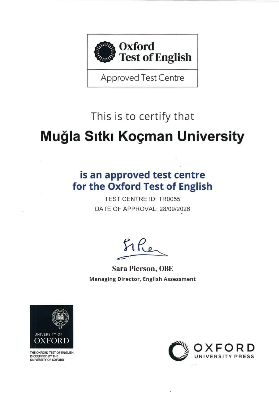 Yabancı Diller Yüksekokulu, Oxford Test of English Sınav Merkezi oldu