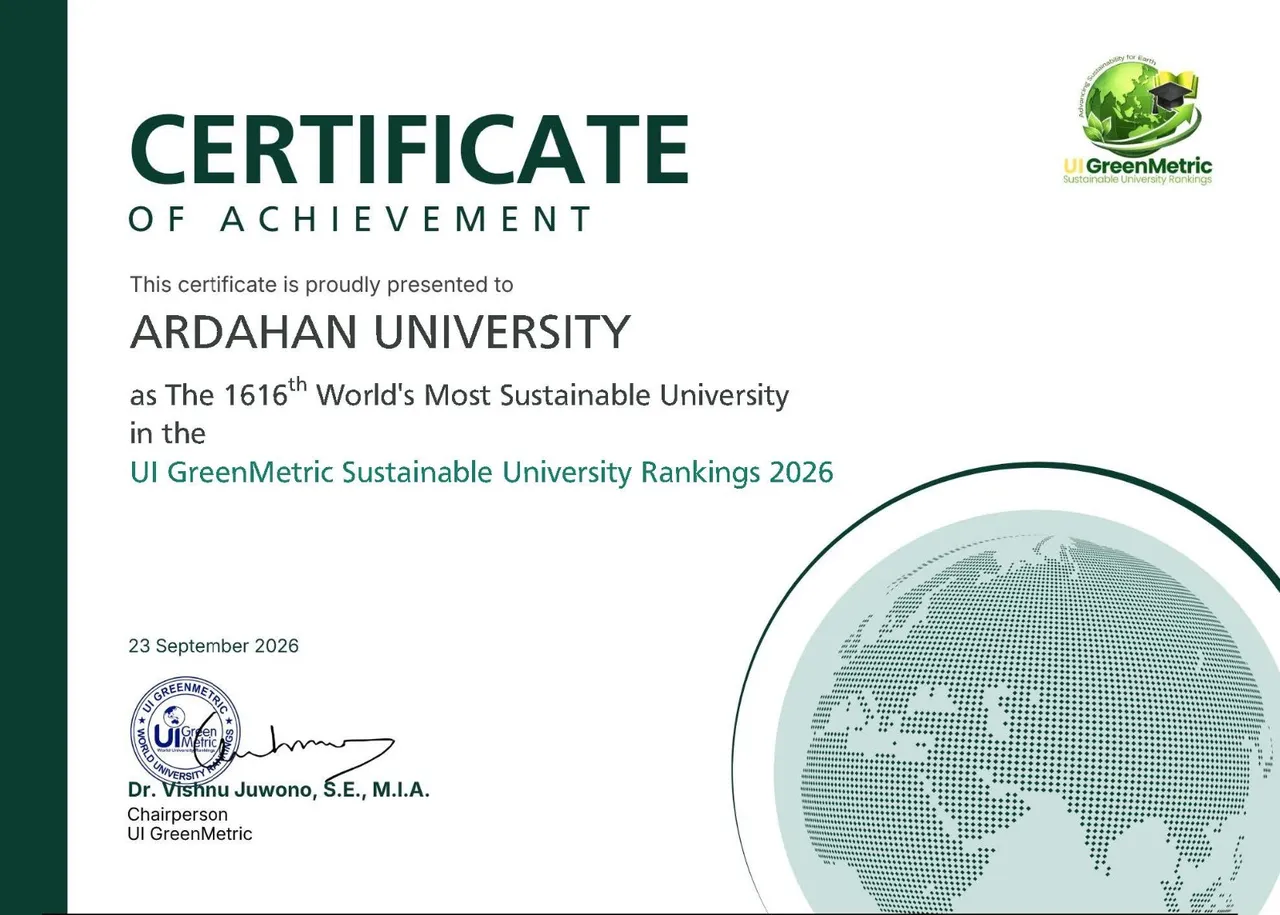 Ardahan Üniversitesi, GreenMetric Dünya üniversiteleri sıralamasında ilk kez yer aldı