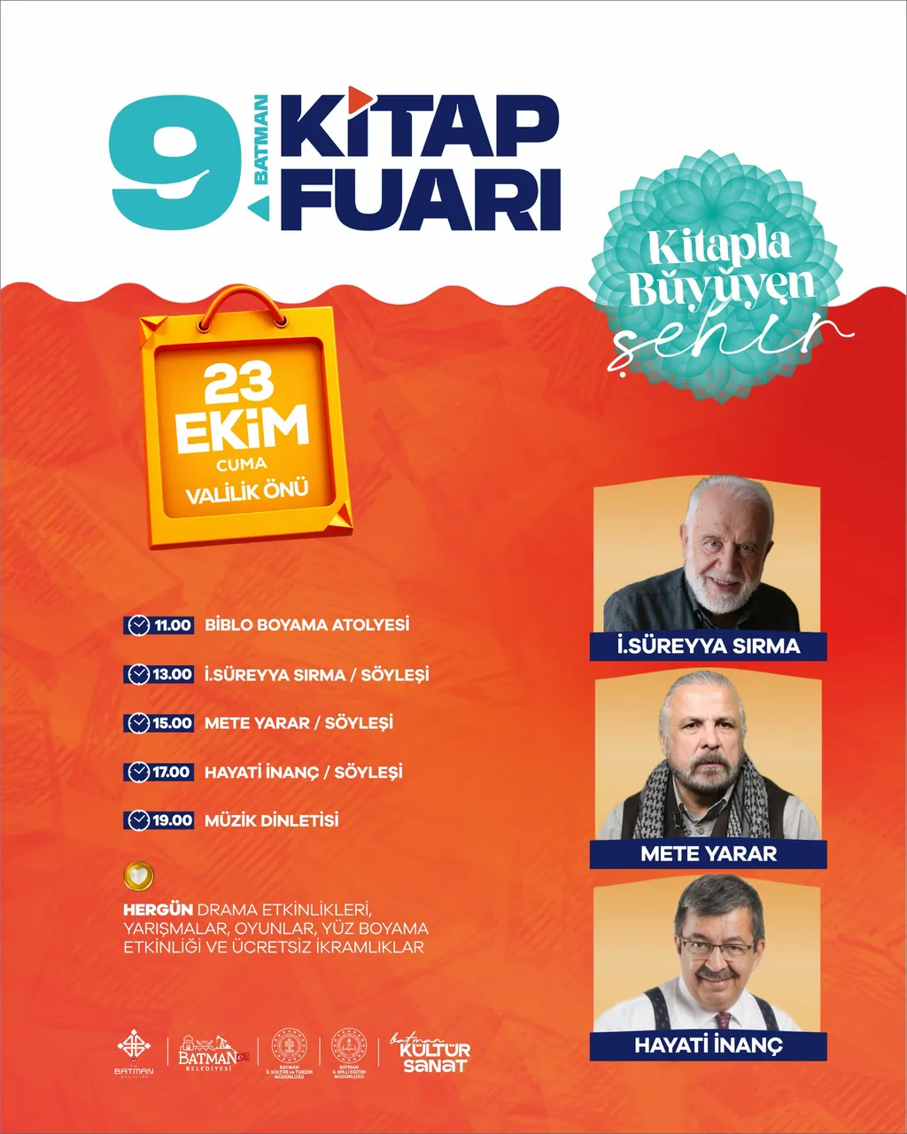 Batman 9. Kitap Fuarı gün gün etkinlik takvimi