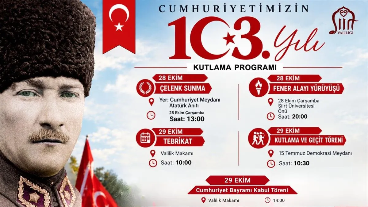 29 Ekim Cumhuriyet Bayramı’nın 103. Yılı coşkuyla kutlanacak