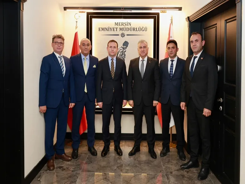 Okul Güvenlik Tedbirlerini incelemek üzere Mersin'e gelen heyet İl Emniyet Müdürü Aktaş’ı ziyaret etti