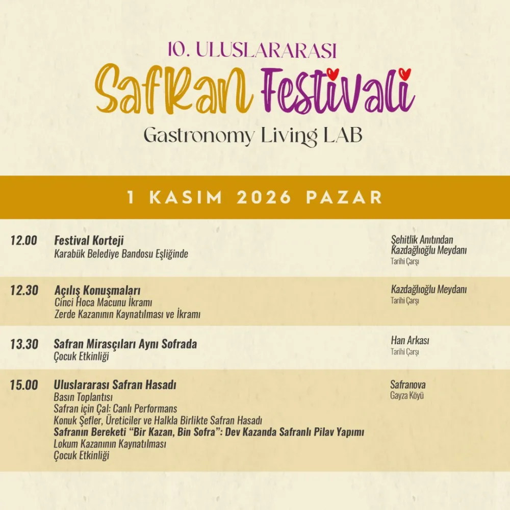 10.Uluslararası Safran Festivali’nde gastronomi yarışmalarına başvurular başladı
