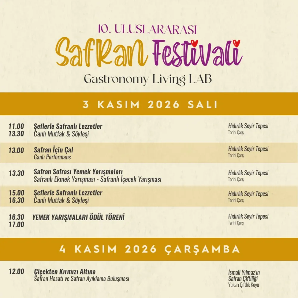 10.Uluslararası Safran Festivali’nde gastronomi yarışmalarına başvurular başladı