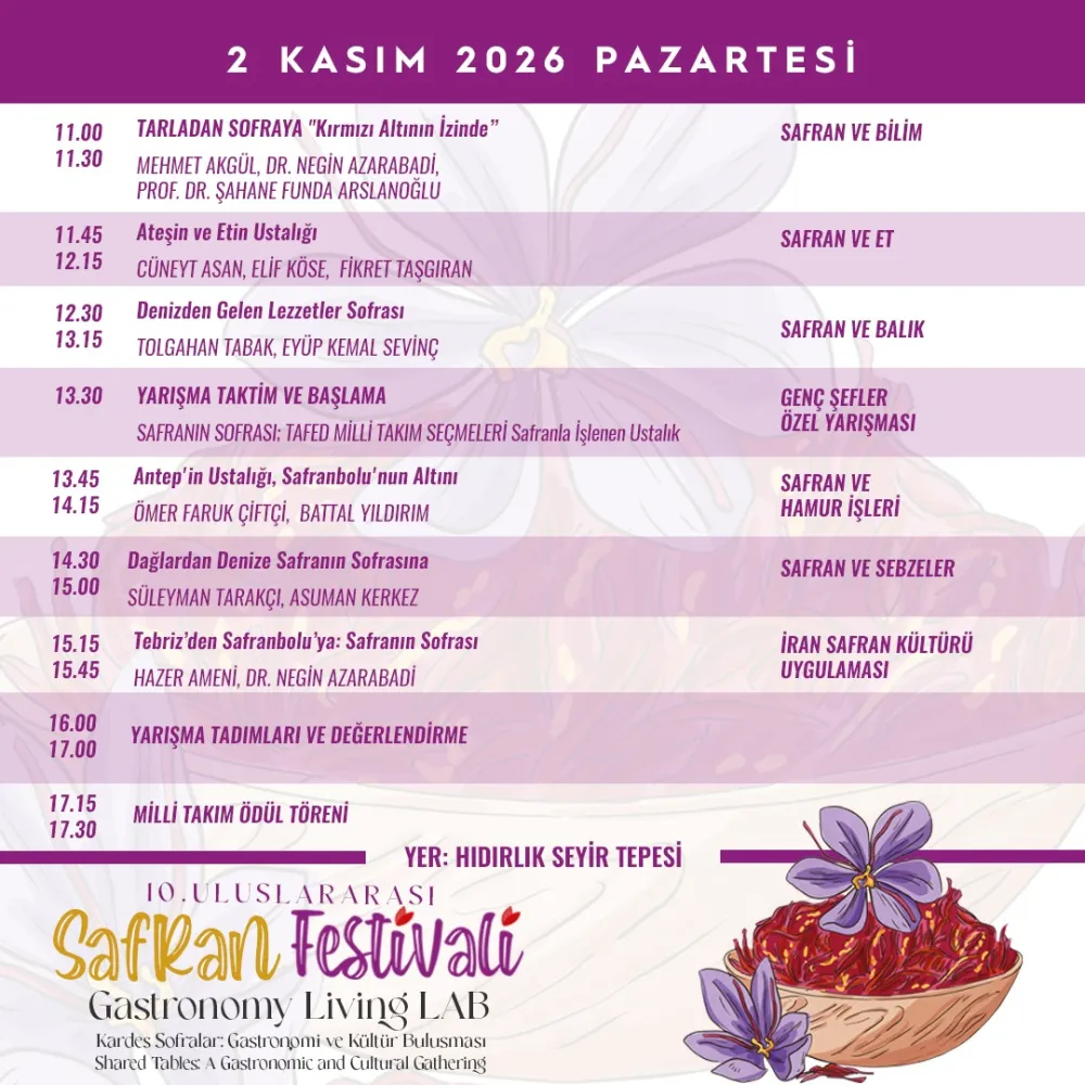10.Uluslararası Safran Festivali’nde gastronomi yarışmalarına başvurular başladı