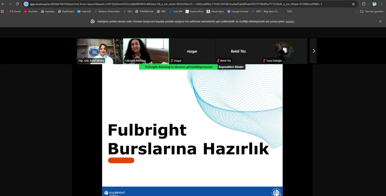 Uluslararası İlişkiler Ofisi tarafından "Preparing for Fulbright" Webinarı yapıldı