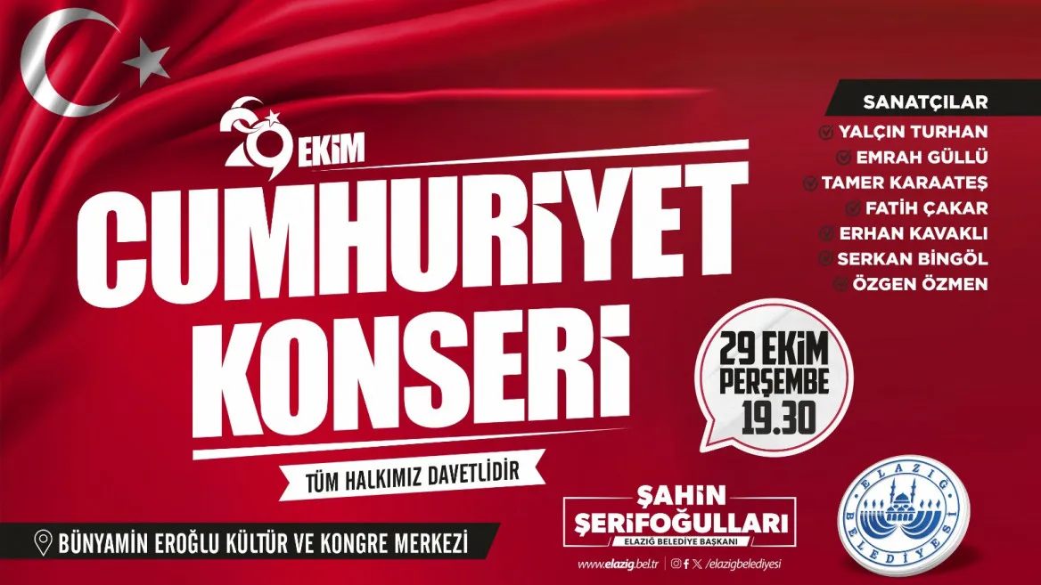 Elazığ Belediyesi'nden Cumhuriyet Bayramı’na özel konser
