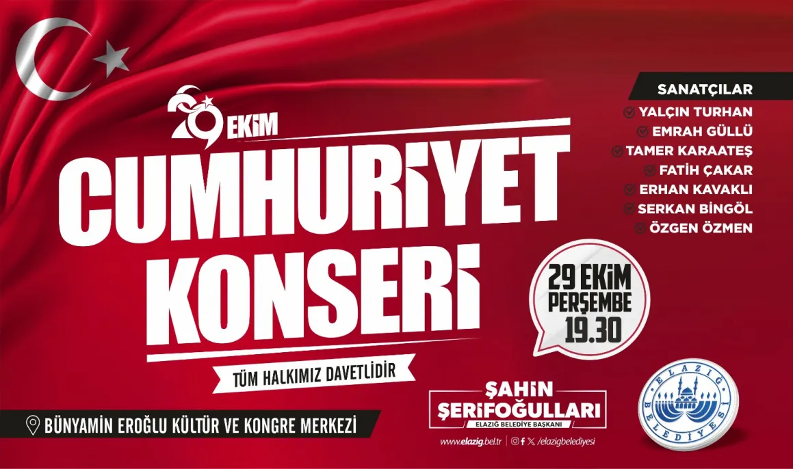 Elazığ Belediyesi'nden Cumhuriyet Bayramı’na özel konser